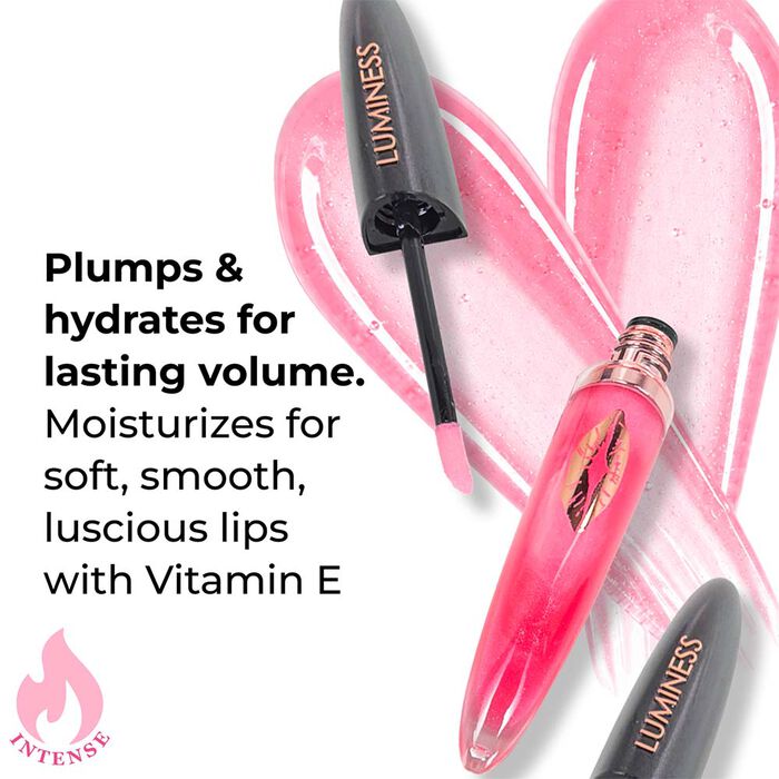 Before and after image showing visibly plumper, smoother, and more hydrated lips after using Hot Kiss Lip Plumper.